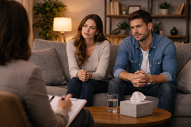 Couple in a relationship therapy session