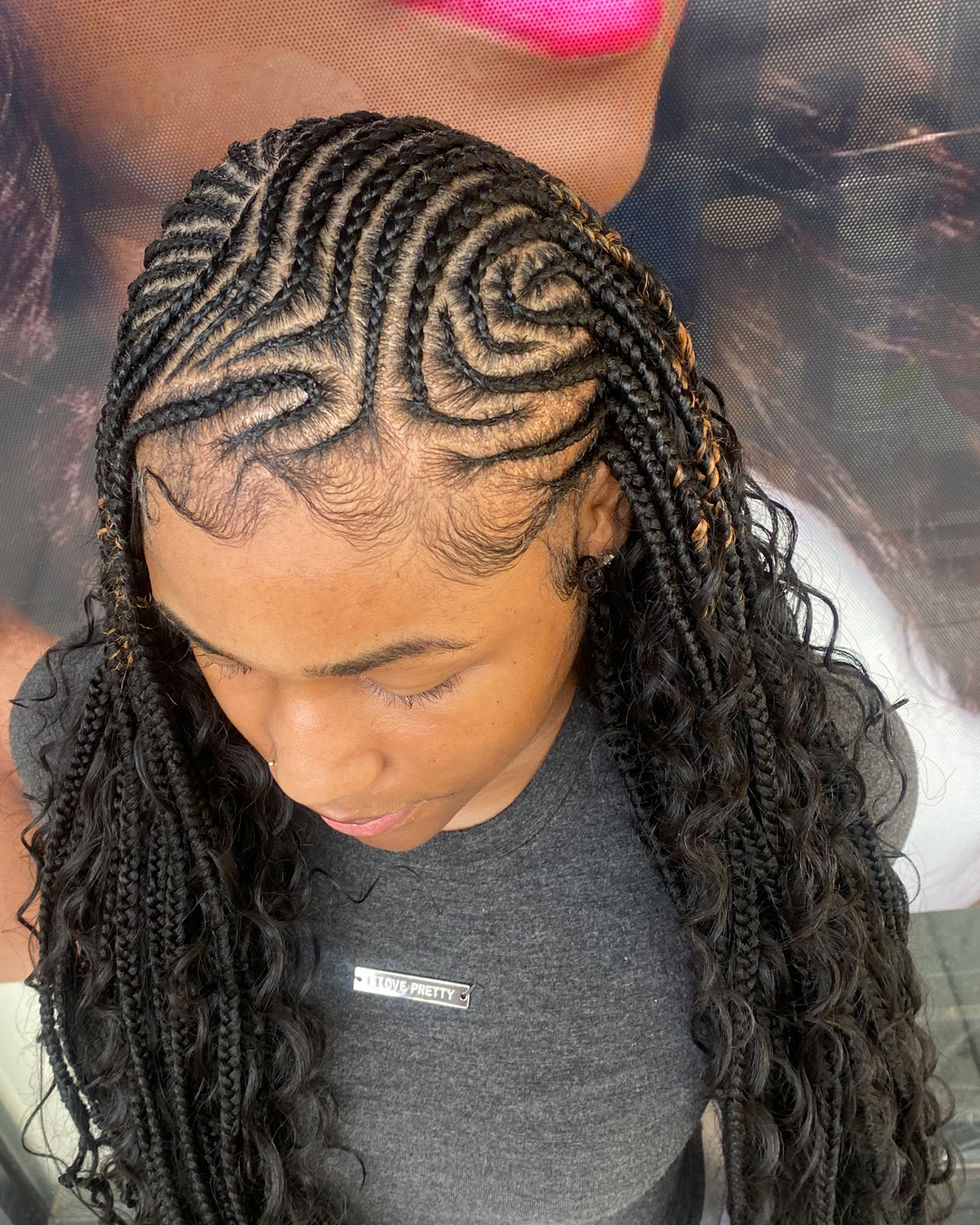 Half Cornrow And Half Boho