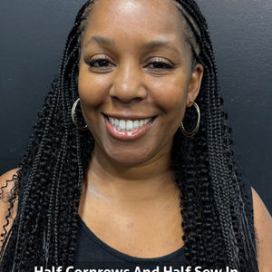 Half Cornrows And Half Sew In