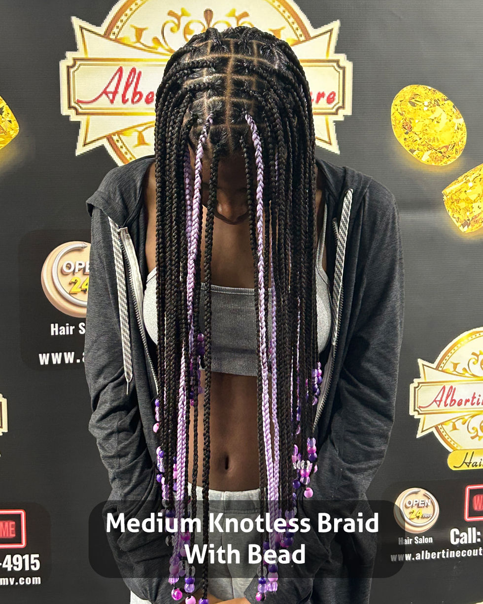 Medium Knotless Braids With Beads 2