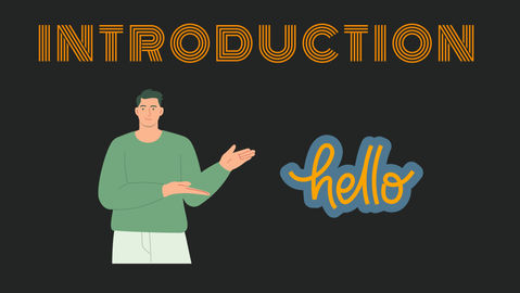 a man is standing in front of a sign that says hello