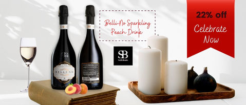 a bottle of belli-no sparkling peach drink