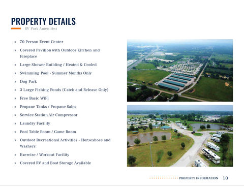 an aerial view of a park with the words property details at the top