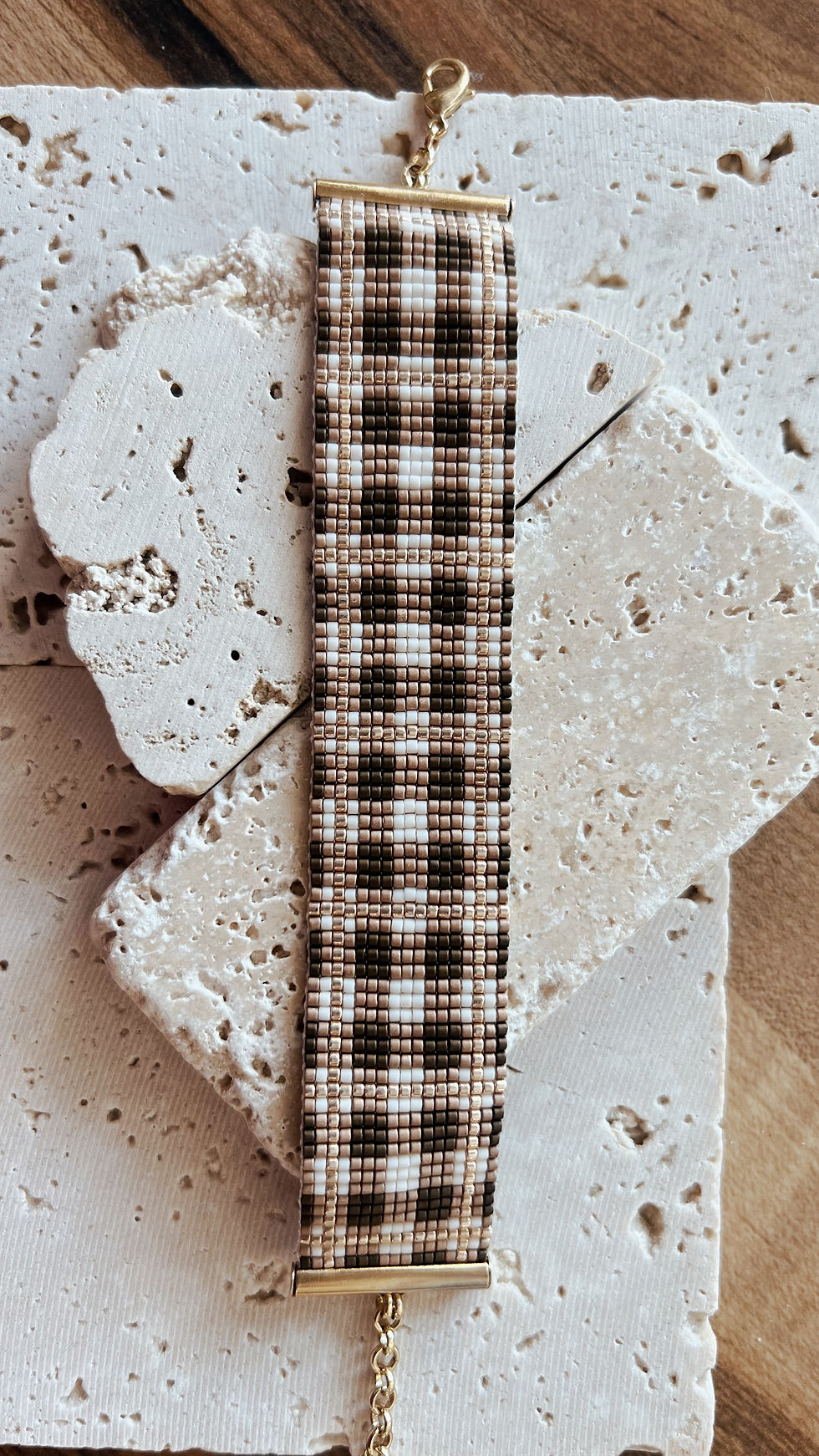 Thumbnail: Plaid - Brown + Taupe + White + Gold