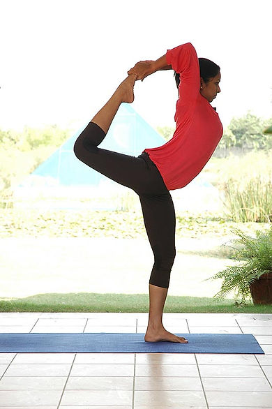 Nataraj asana, pose of the dancing Shiva,one of many poses that help with balance, concentration, strength, determination and steadiness