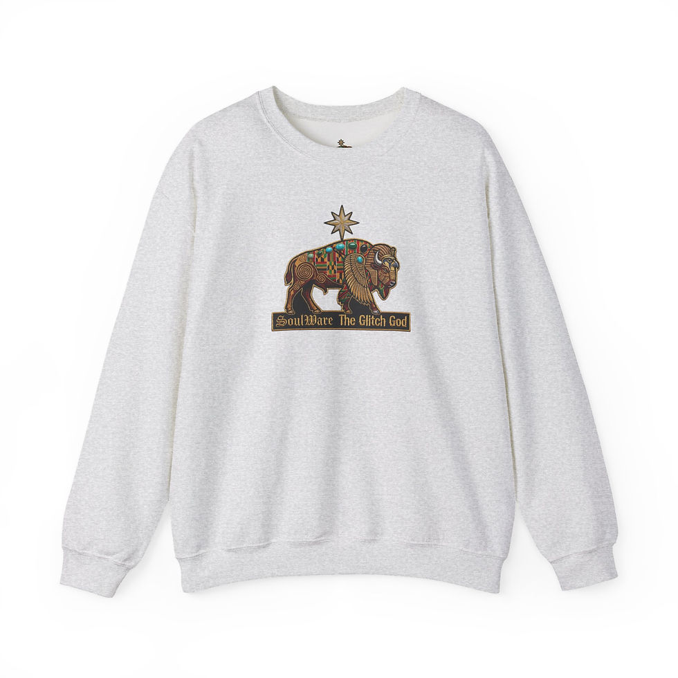 Thumbnail: Native-Inspired Buffalo Crewneck Sweatshirt — 'Honour History, The Church Goat'