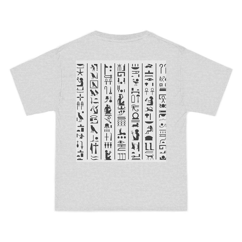 Thumbnail: Galactic Pharaohs Graphic T-Shirt - Short Sleeve, Hieroglyphic Design