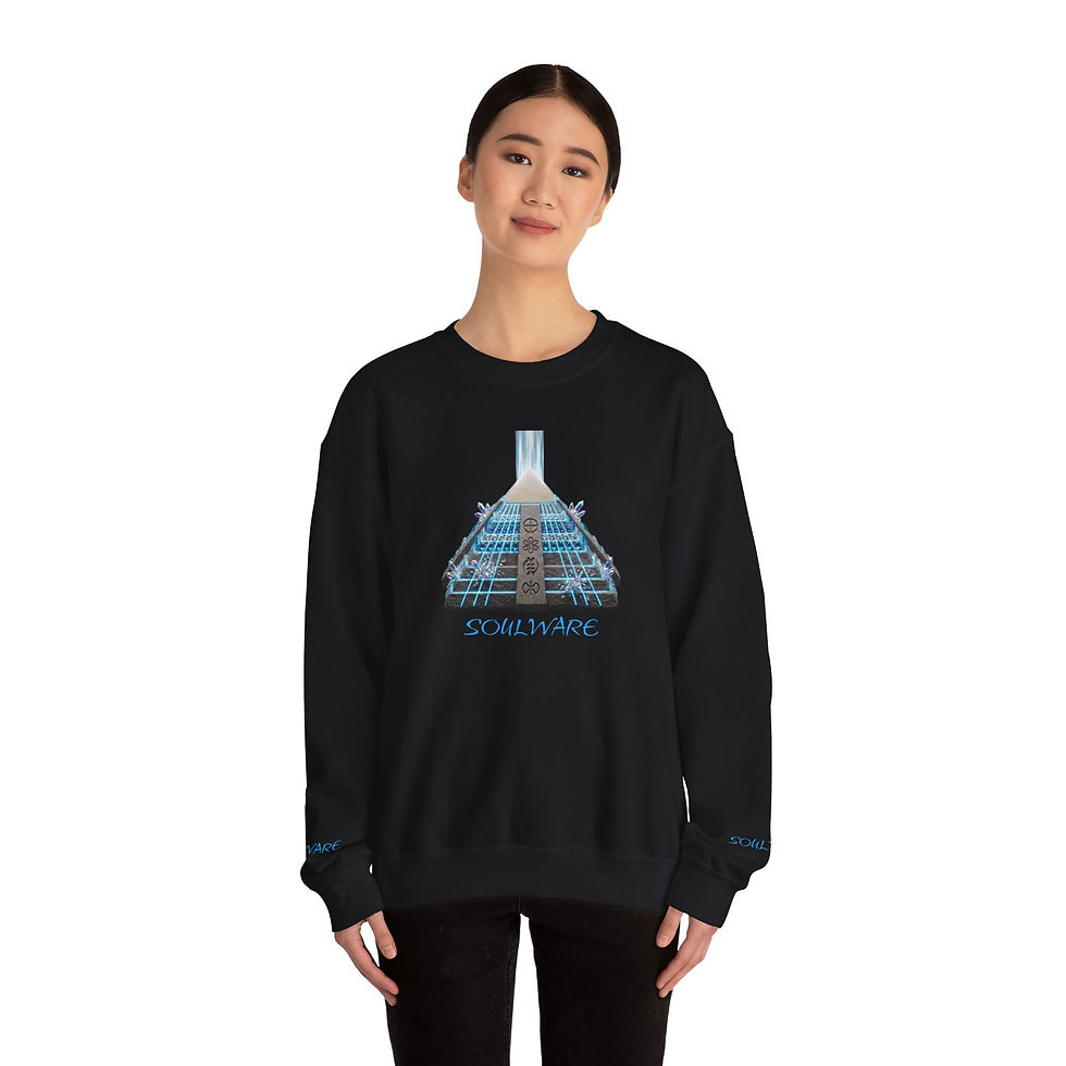 Thumbnail: Crewneck Sweatshirt — Blue Pyramid 'Soulnare' Graphic