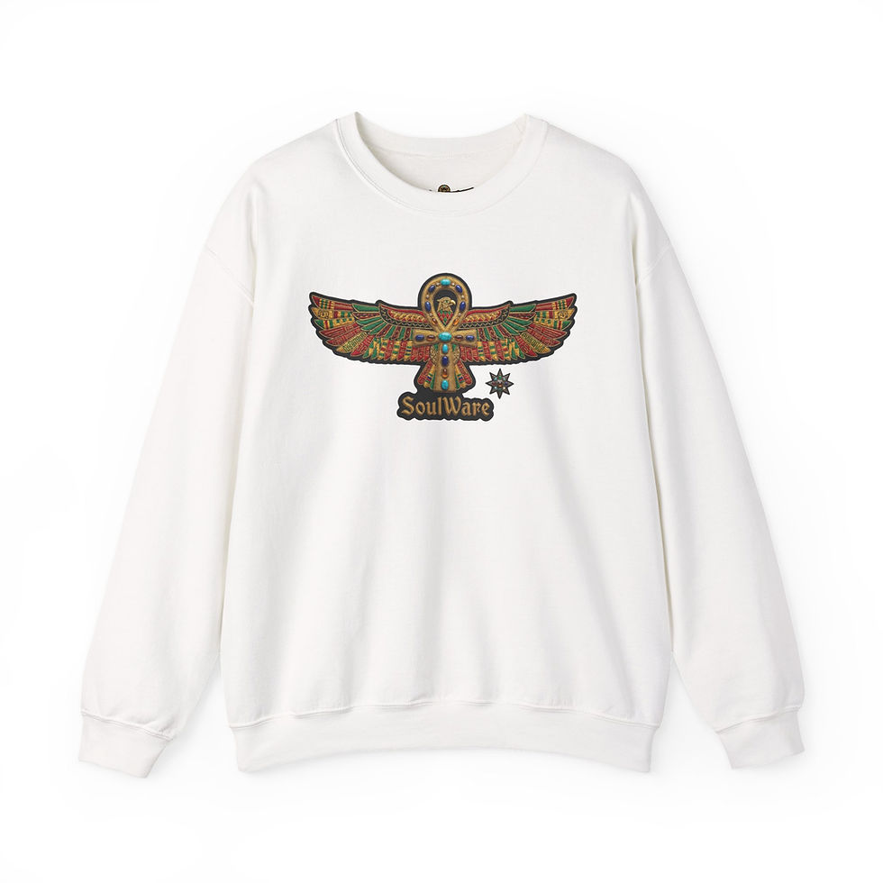 Thumbnail: Egyptian Winged Solar Symbol Crewneck Sweatshirt - "SoulWare" Graphic