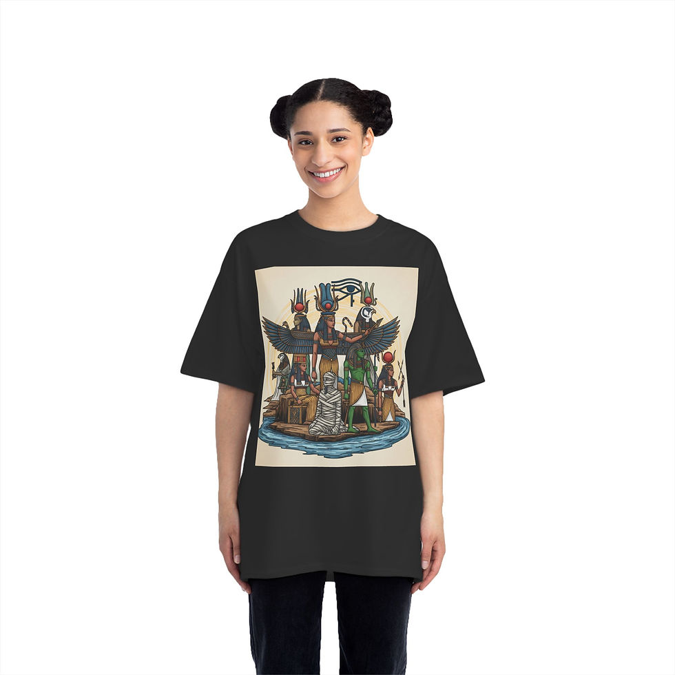 Thumbnail: Egyptian My-thology Graphic T-Shirt, Vintage Art Tee, Unique Short-Sleeve Tee, 
