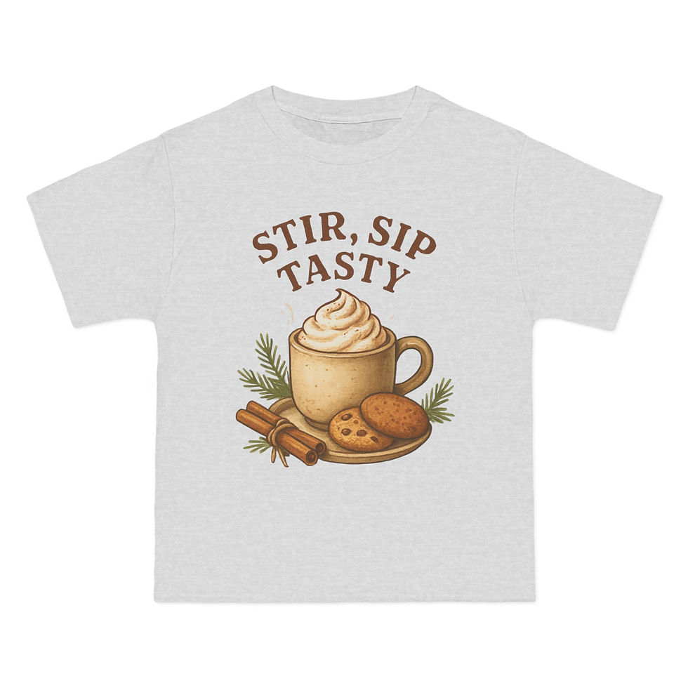 Thumbnail: Cozy Coffee T-Shirt with 'Stir, Sip, Tasty' Design - Gift for Coffee Lovers