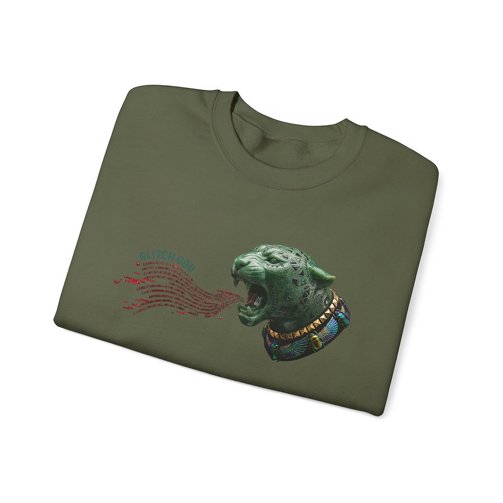 Thumbnail: Crewneck Sweatshirt — Black Panther Head Design with "Glitch Bad" Text