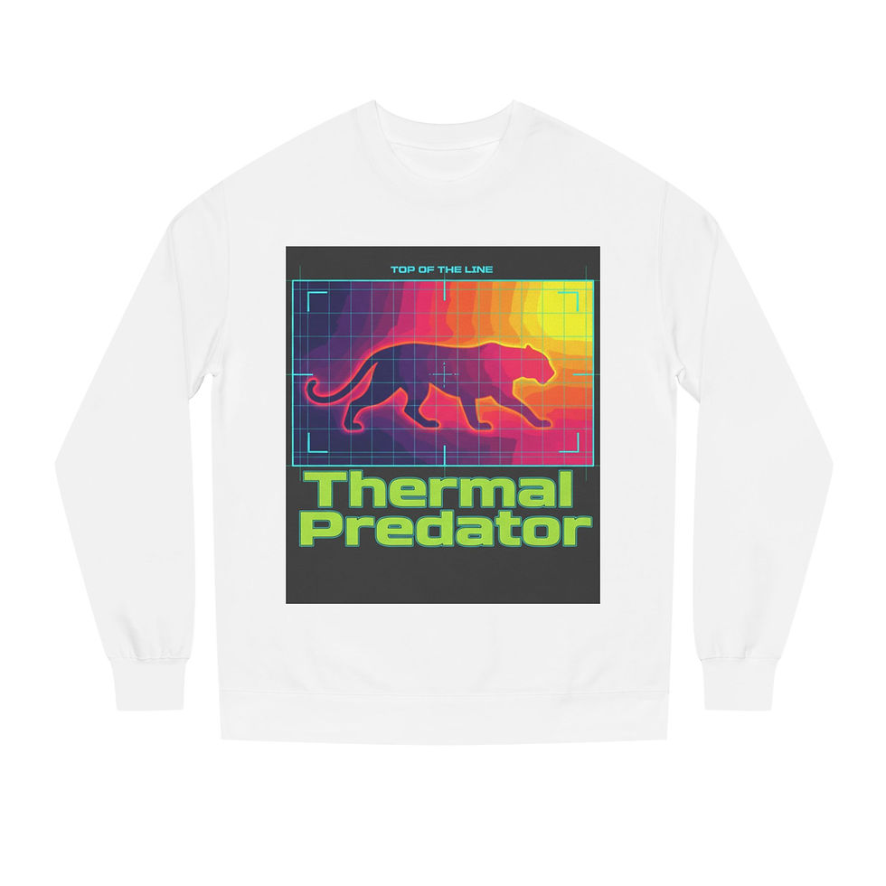 Thumbnail: Thermal Predator Crewneck Sweatshirt — Retro Neon Heat-Map  Panther Graphic