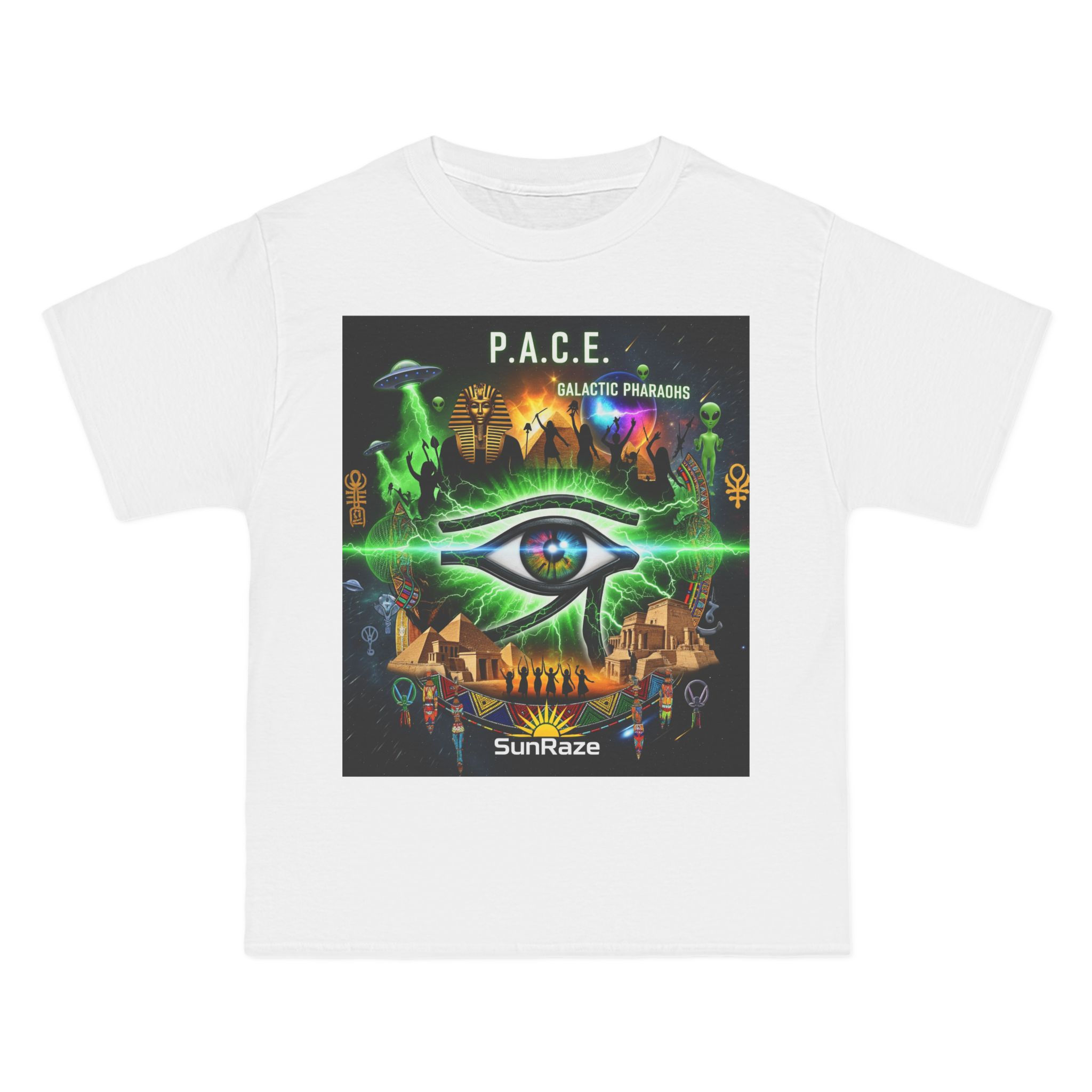 Galactic Mystique T-Shirt - UFO, Egyptian Art, Cosmic Tee, Alien Vibe, 