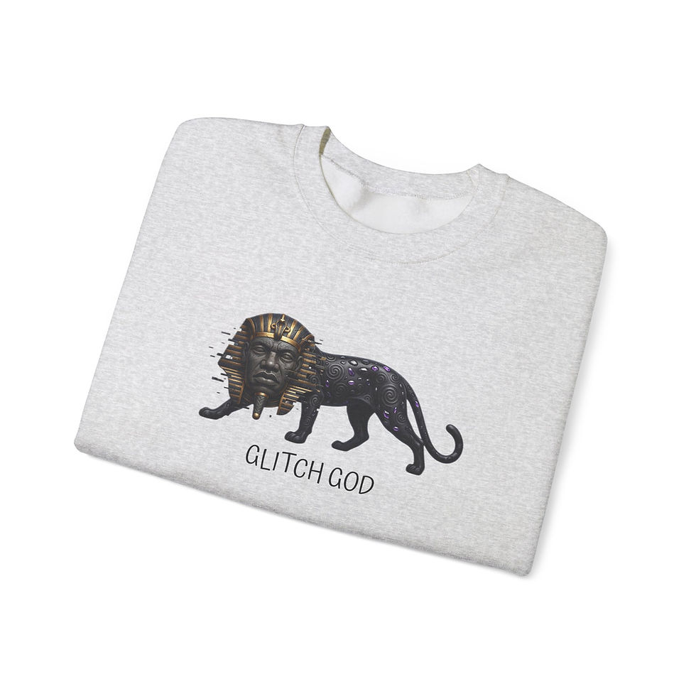 Thumbnail: Glitch God Sphinx Sweatshirt — Retro Tech Mythology Crewneck