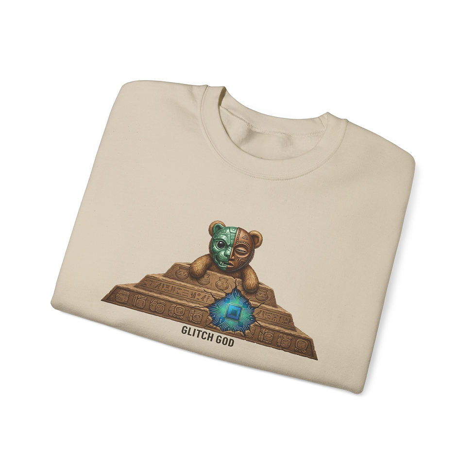 Thumbnail: Crewneck Sweatshirt — Glitch God Teddy Graphic