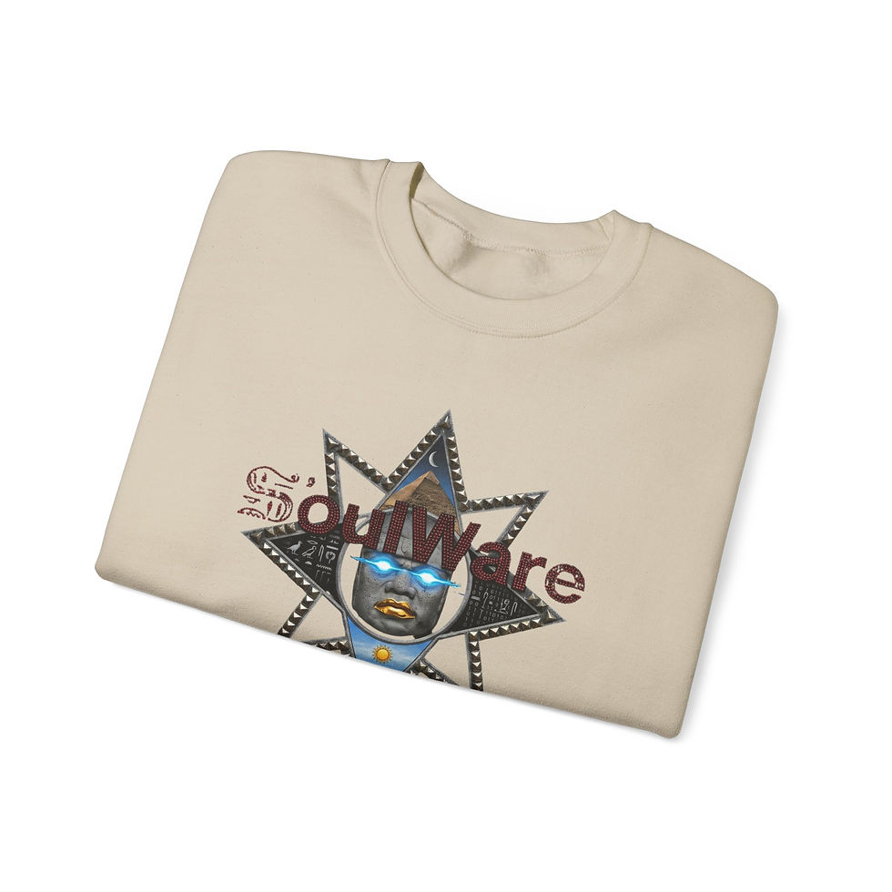 Thumbnail: Glitch God Crewneck Sweatshirt — Retro Cyber Star Graphic