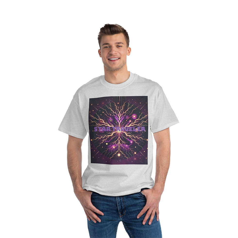 縮圖：Cosmic Adventure Beefy-T® Short-Sleeve T-Shirt - Star Traveler & Sunraze Design