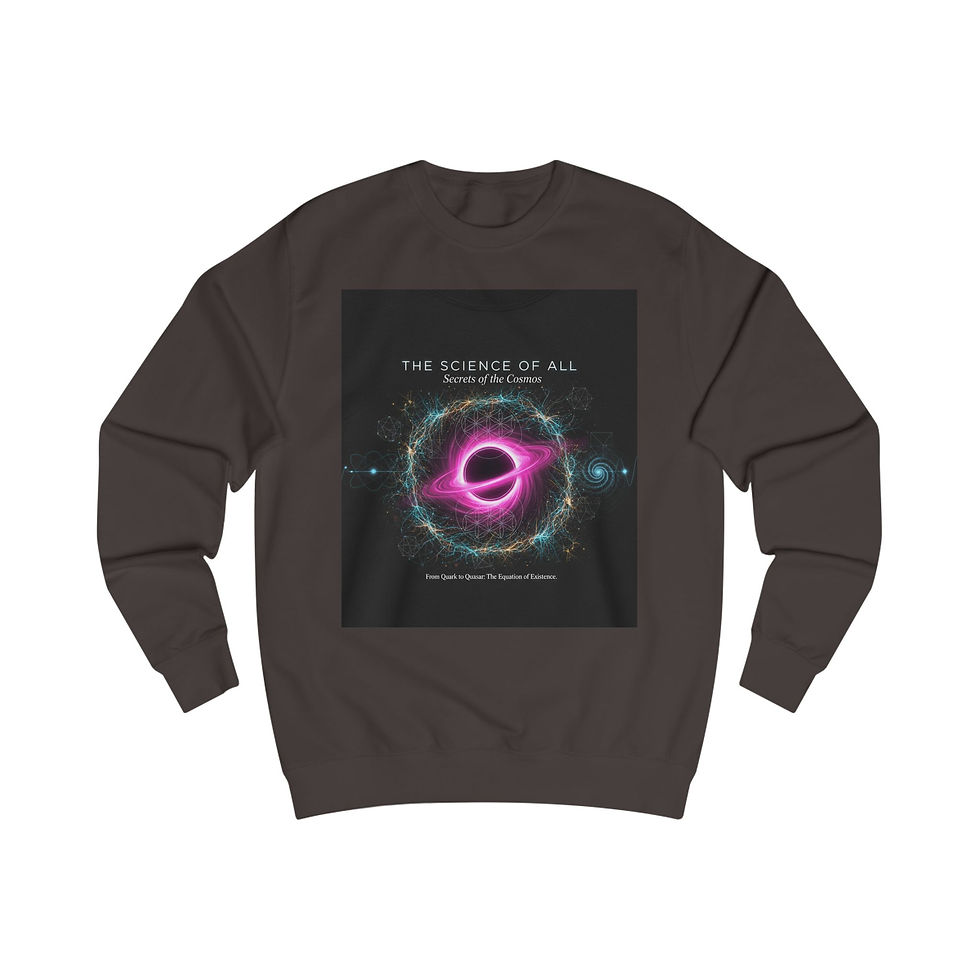 Thumbnail: Science of All Black Hole Crewneck Sweatshirt — 'SunRaze' Back Logo