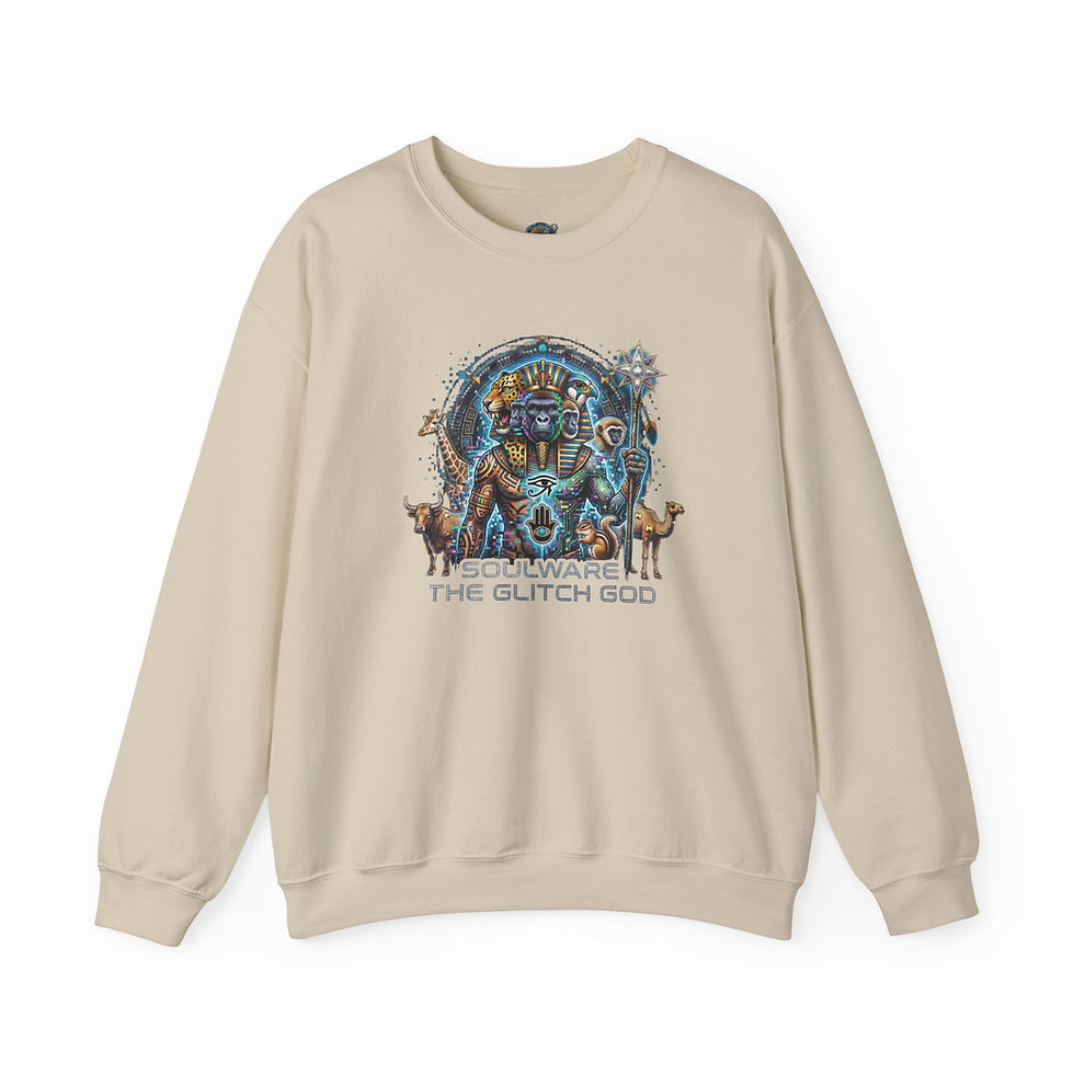 Thumbnail: Crewneck Sweatshirt — Soulware 'The Glitch God' Cyber-Egyptian Graphic