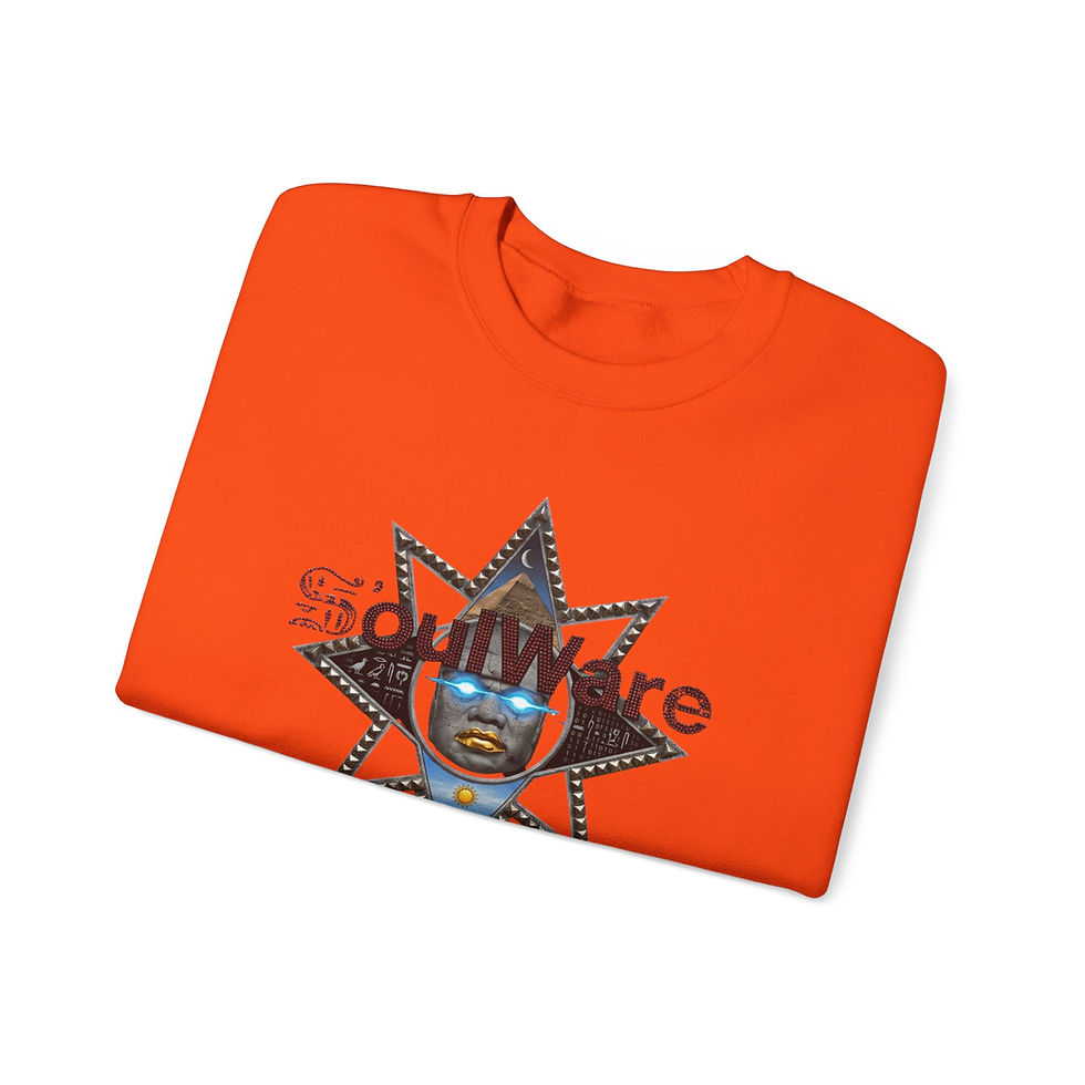 縮圖：Glitch God Crewneck Sweatshirt — Retro Cyber Star Graphic
