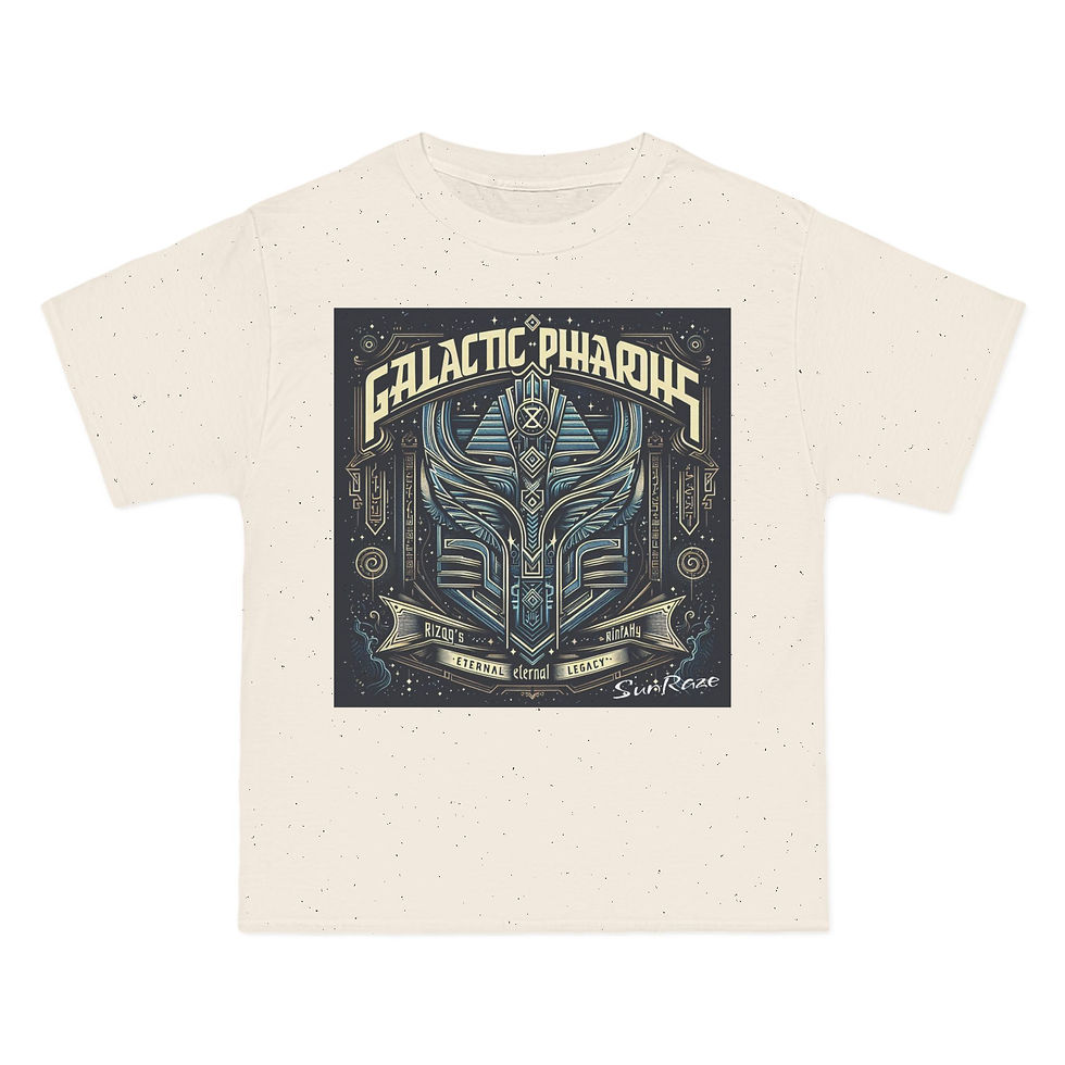 Thumbnail: Galactic Pharaohs Graphic T-Shirt - Short Sleeve, Hieroglyphic Design