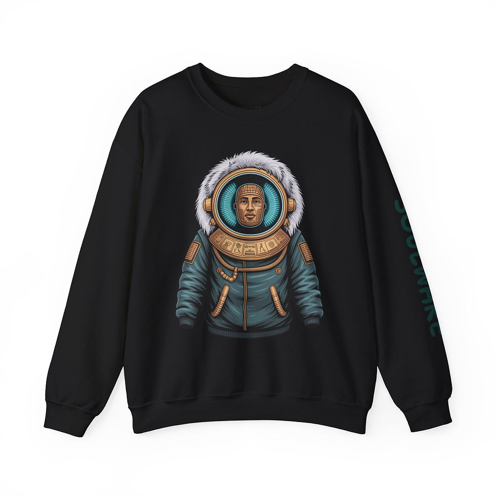Thumbnail: Astronaut Puffer Crewneck Sweatshirt — 'Soulware' Graphic Space Jacket