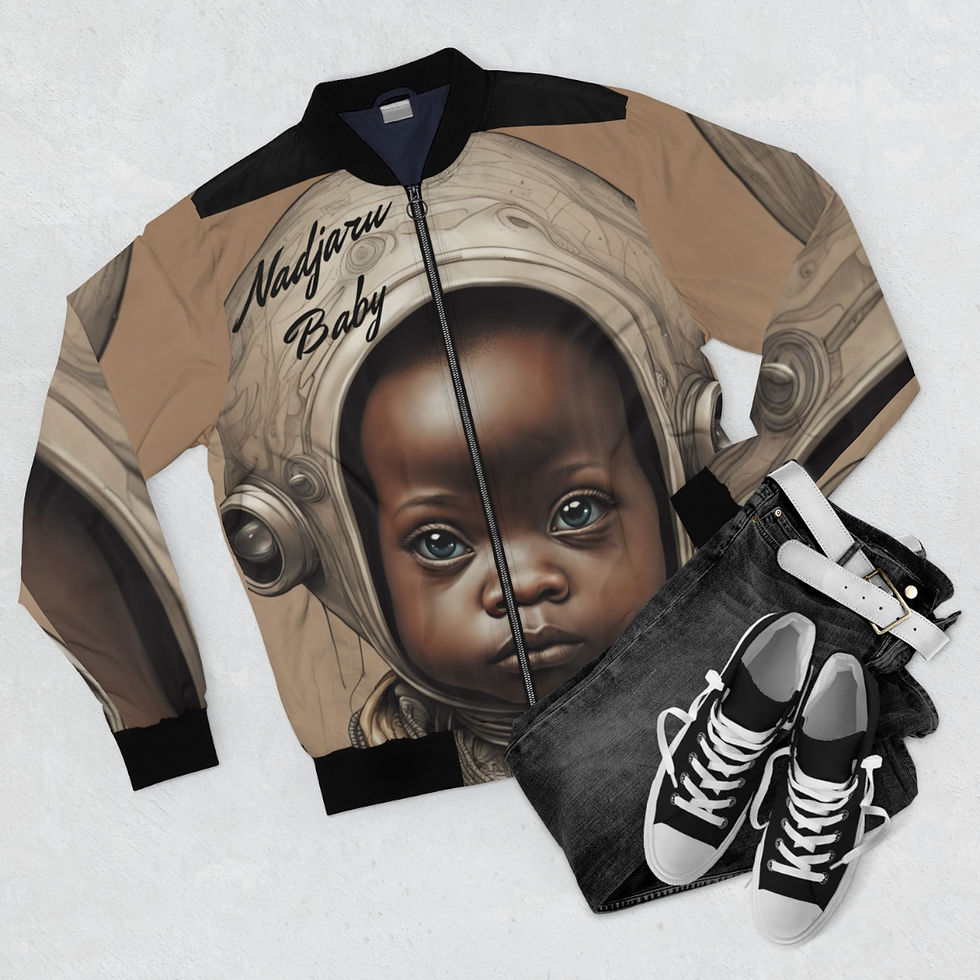 Thumbnail: SunRaze"Nadjaru Baby"Men's Bomber Jacket 