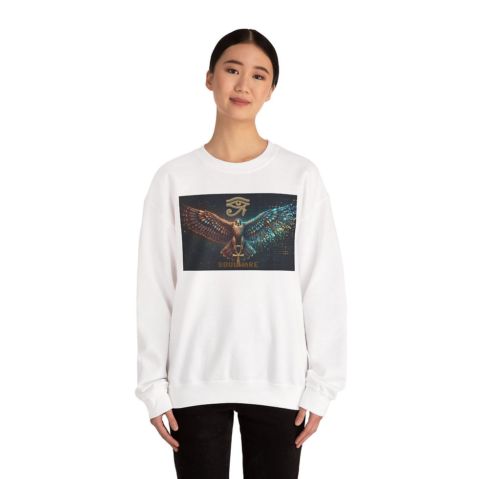 Thumbnail: Egyptian Falcon Crewneck Sweatshirt — Soulware Winged Horus Graphic