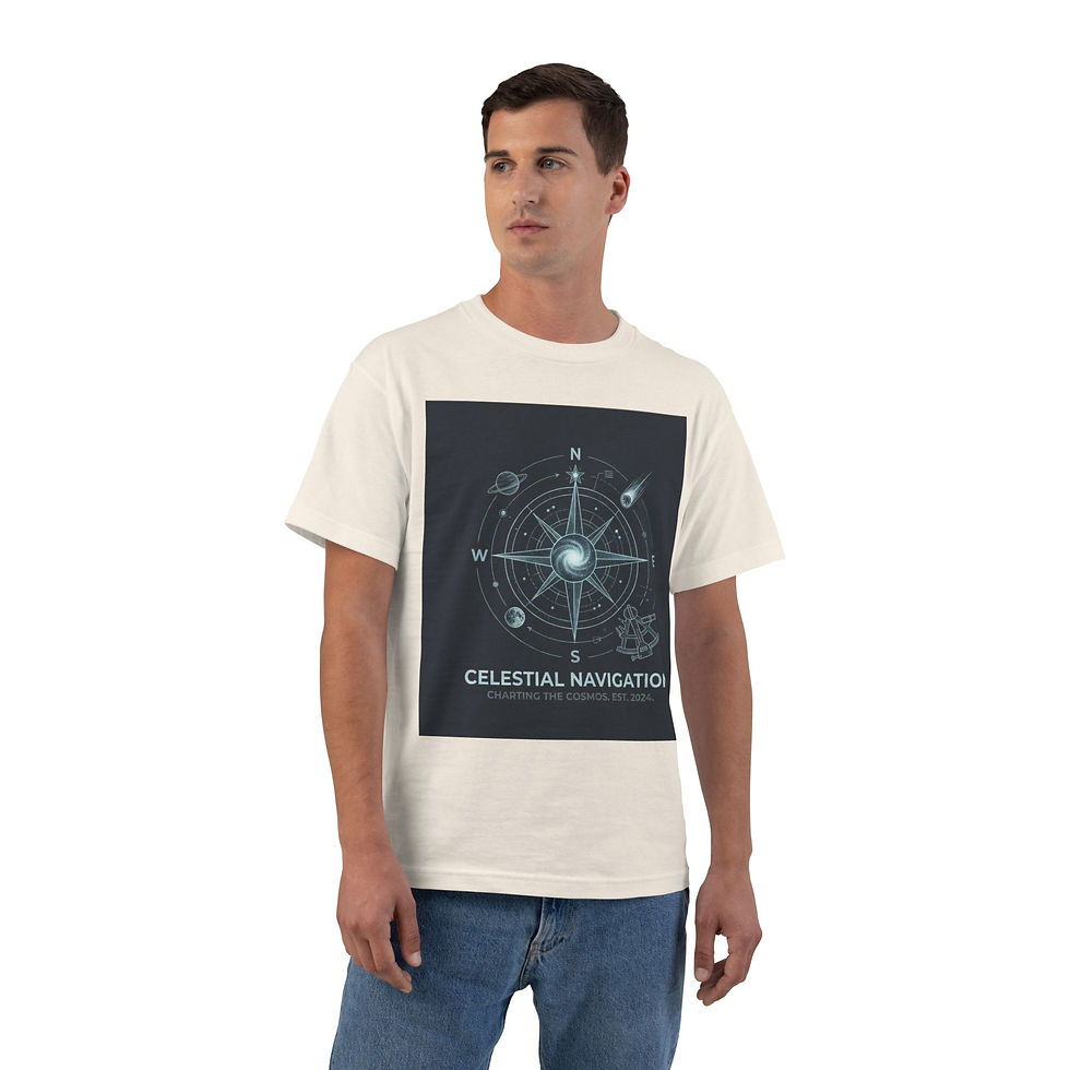 縮圖：Celestial Navigation T-Shirt — Space Compass Graphic Tee