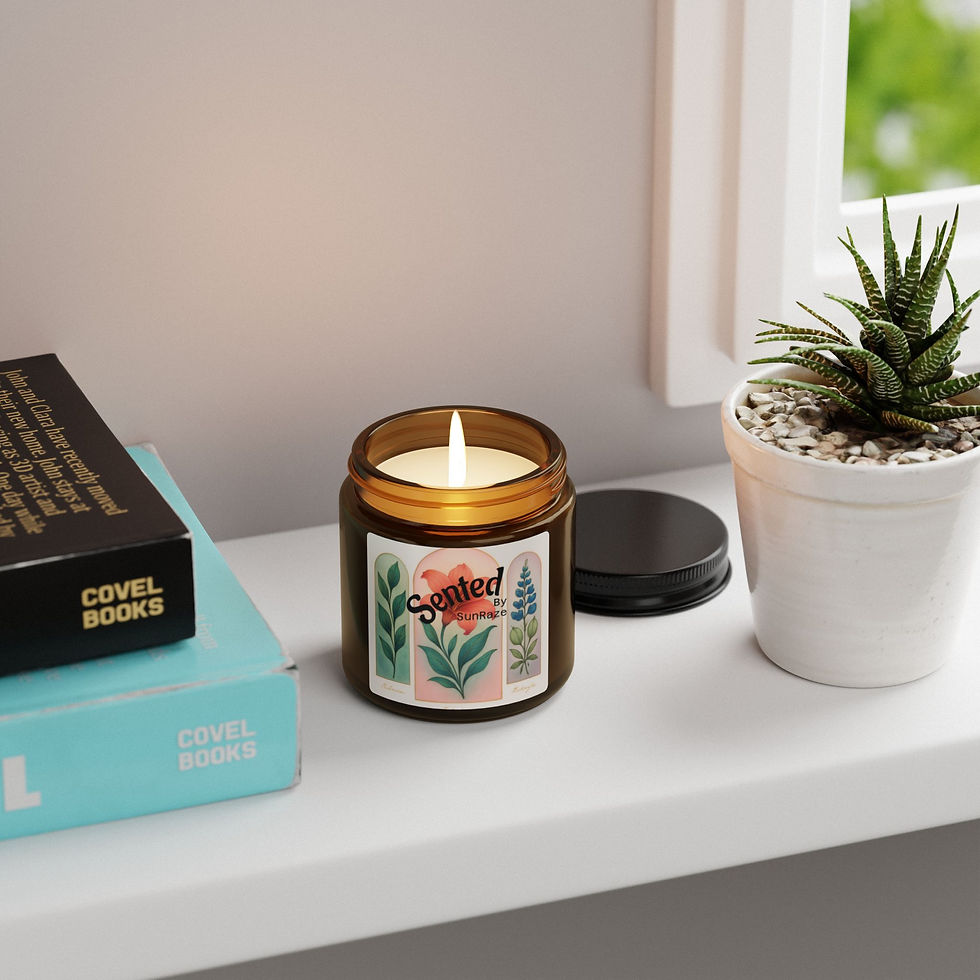 Thumbnail: Scented Soy Candle — Amber Jar with Botanical Label (Multiple Sizes)