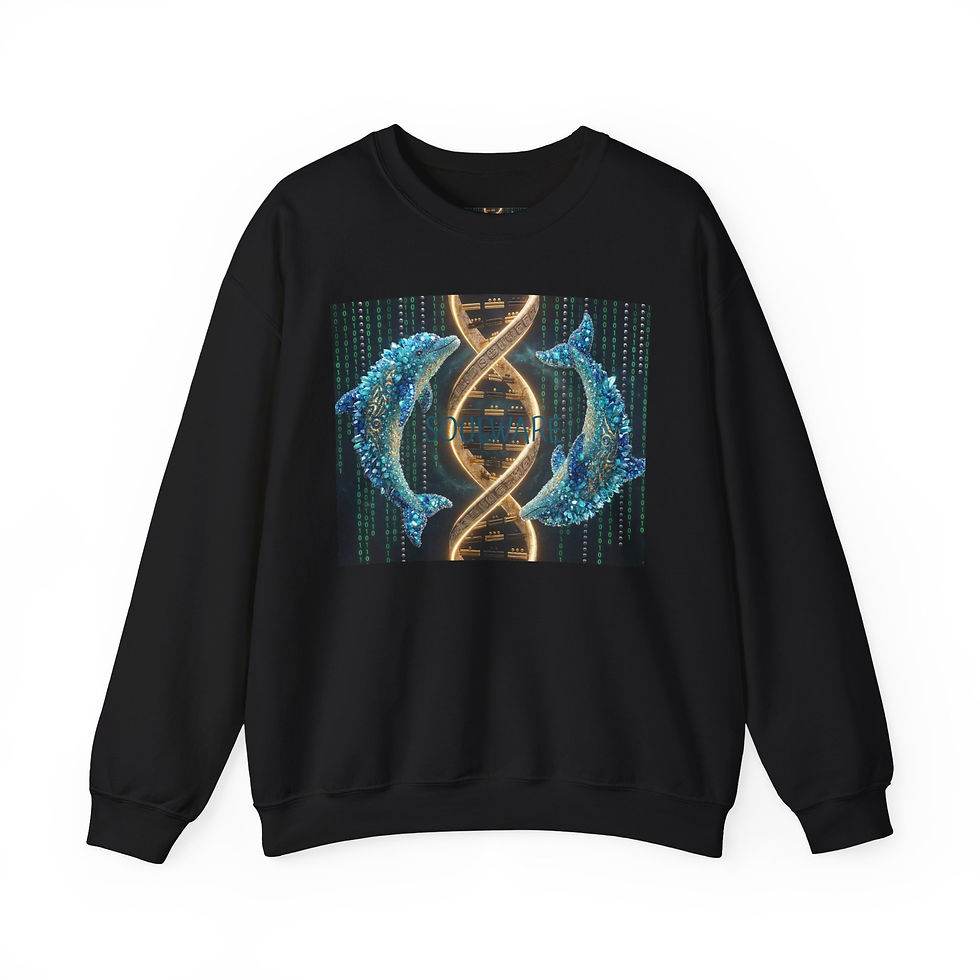 Thumbnail: DNA Dolphin Crewneck Sweatshirt — Biotech Ocean Graphic Pullover