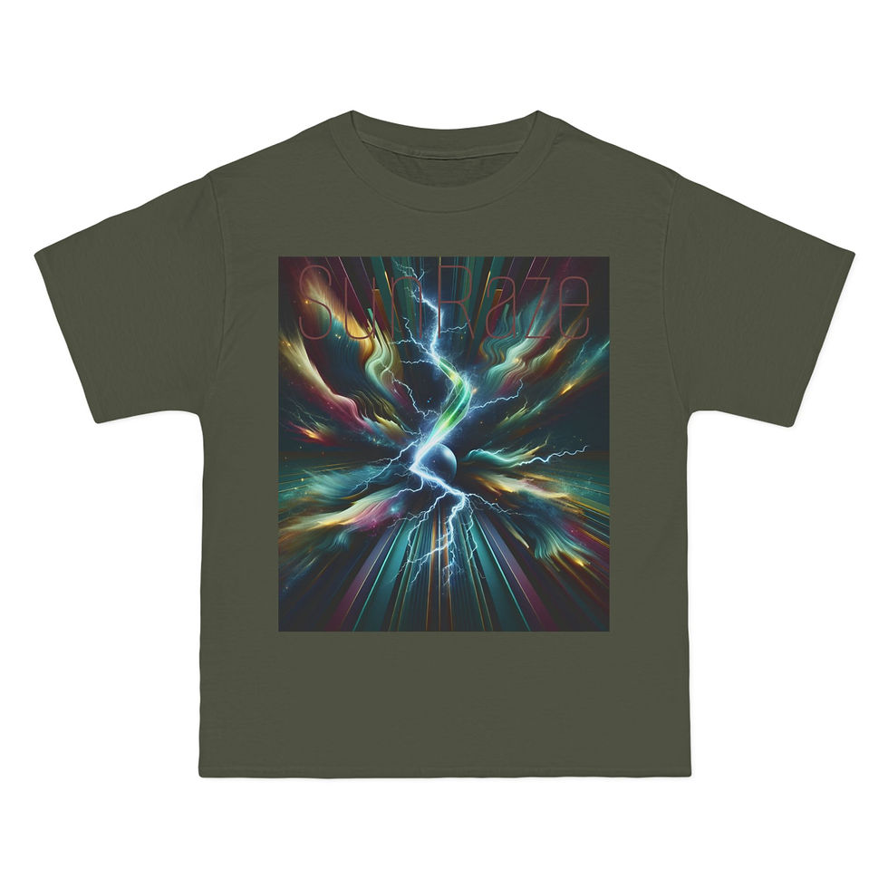 縮圖："SunRlaze" Artistic Short-Sleeve T-Shirt - Vibrant Colorful Design & Eye Symbol