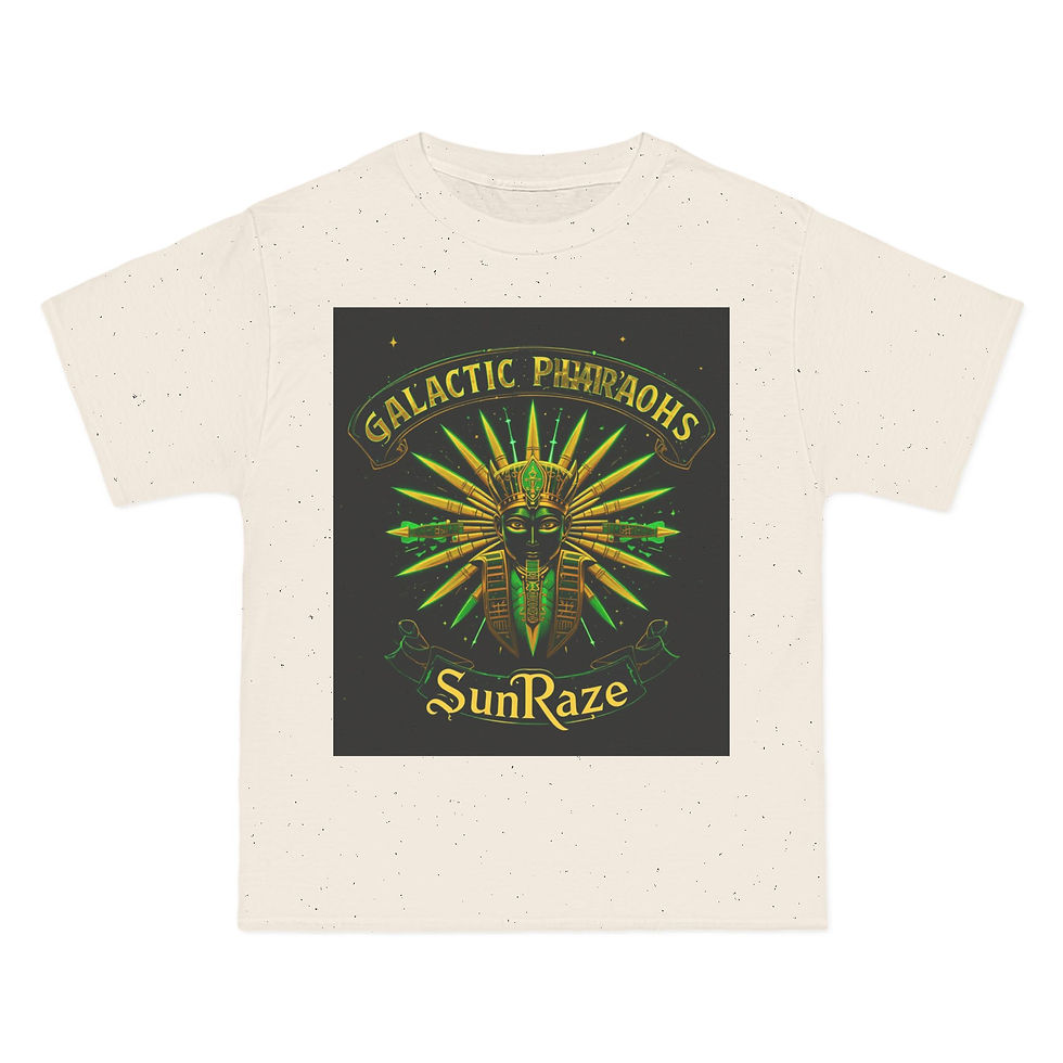 Thumbnail: Galactic Pharaohs SunRaze Sleeve T-Shirt - Unique Cosmic Design for Nuwaubians