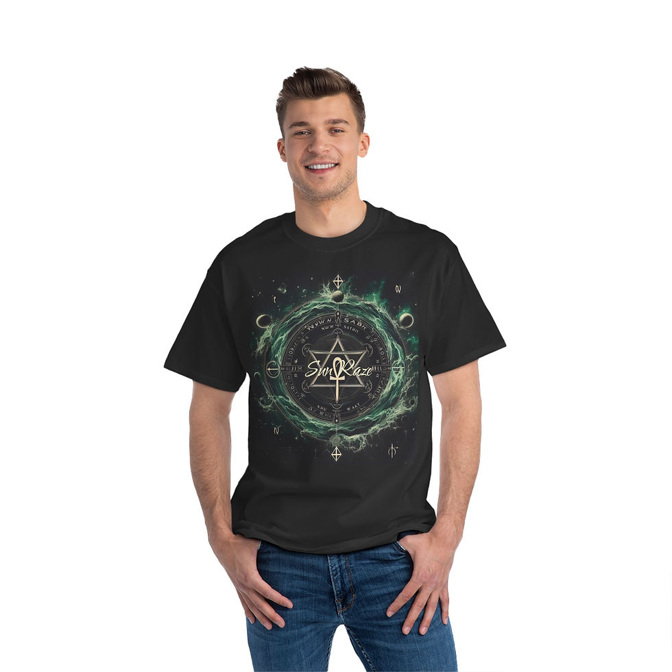 Thumbnail: Mystical Graphic Short-Sleeve T-Shirt - Astrology & Symbolism Design