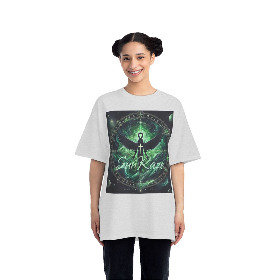 Thumbnail: Mystic Universe Graphic T-Shirt - Sun Raze Design for Spiritual Seekers