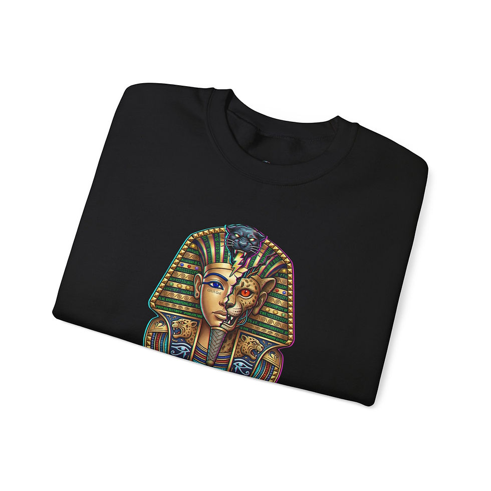 Thumbnail: Egyptian Pharaoh Mask Crewneck Sweatshirt – Vintage Tutankhamun Graphic