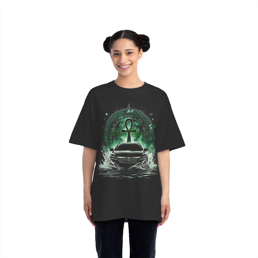Thumbnail: Cosmic Vibes Short-Sleeve T-Shirt with Ankh and Meditation Design