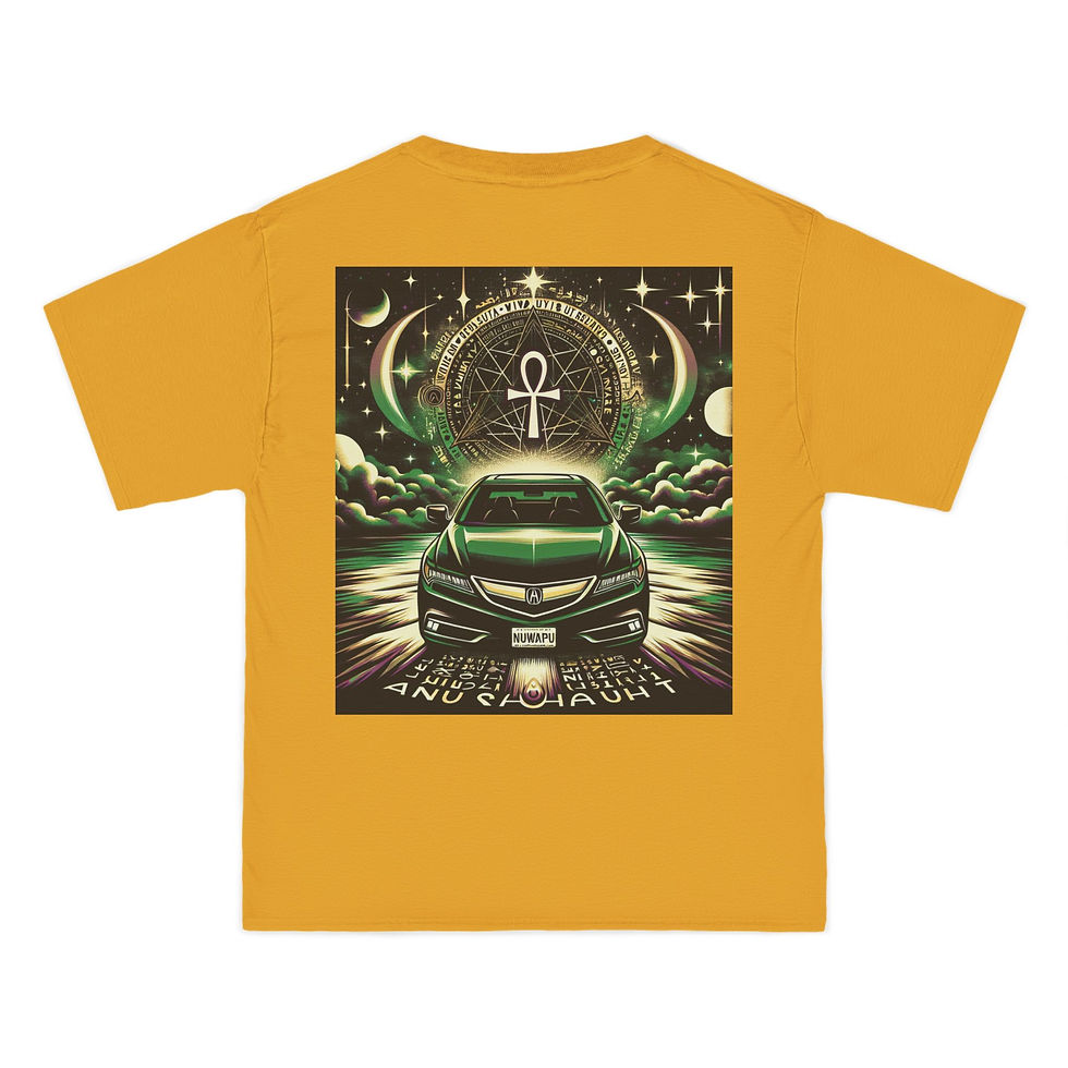 Thumbnail: Cosmic Vibe Graphic Tee - Meditative Cat & Retro Car Design