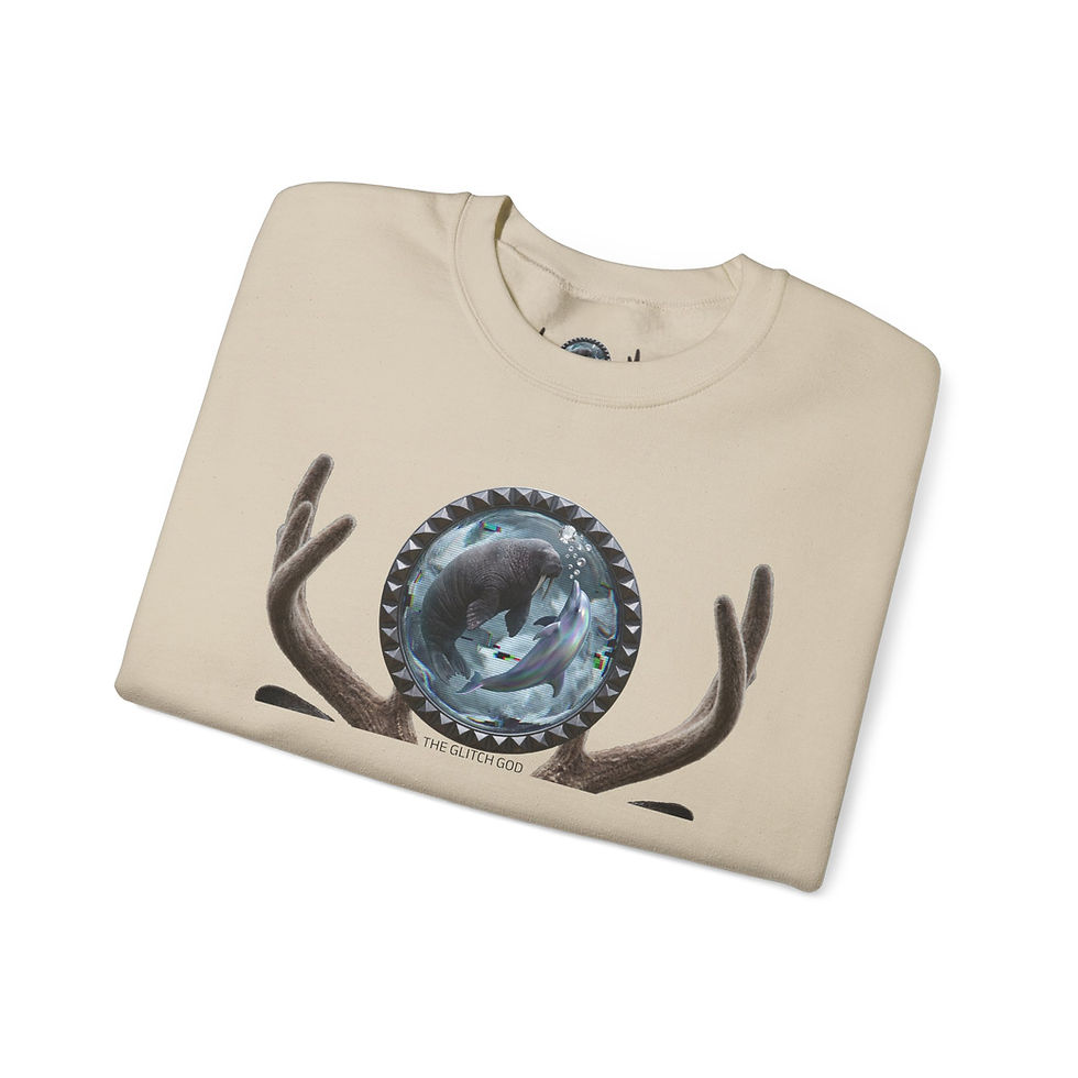 Thumbnail: Mystic Wolf Antler Crewneck Sweatshirt
