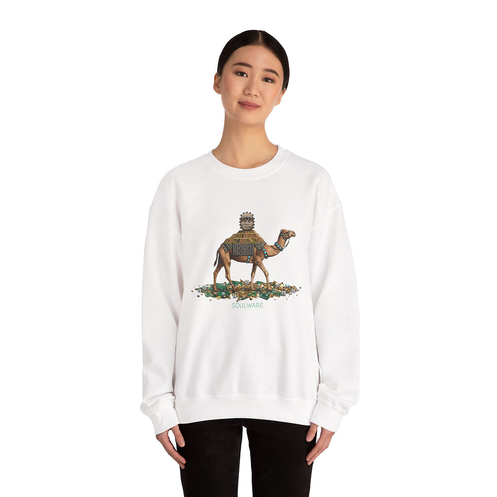 Thumbnail: Camel Graphic Sweatshirt — Boho Tribal Camel Crewneck
