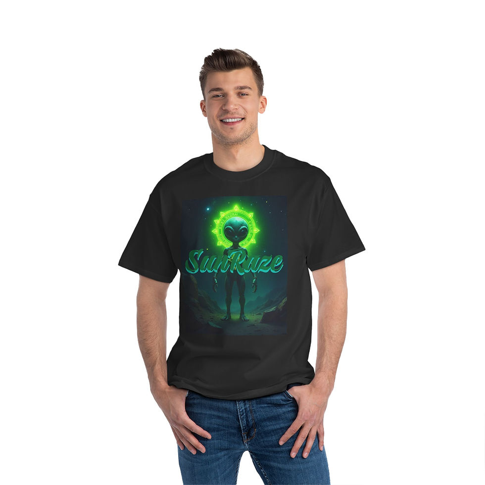 Thumbnail: Cosmic Alien Graphic T-Shirt - 'Surf Ruze' & 'Timeless Strength' Design