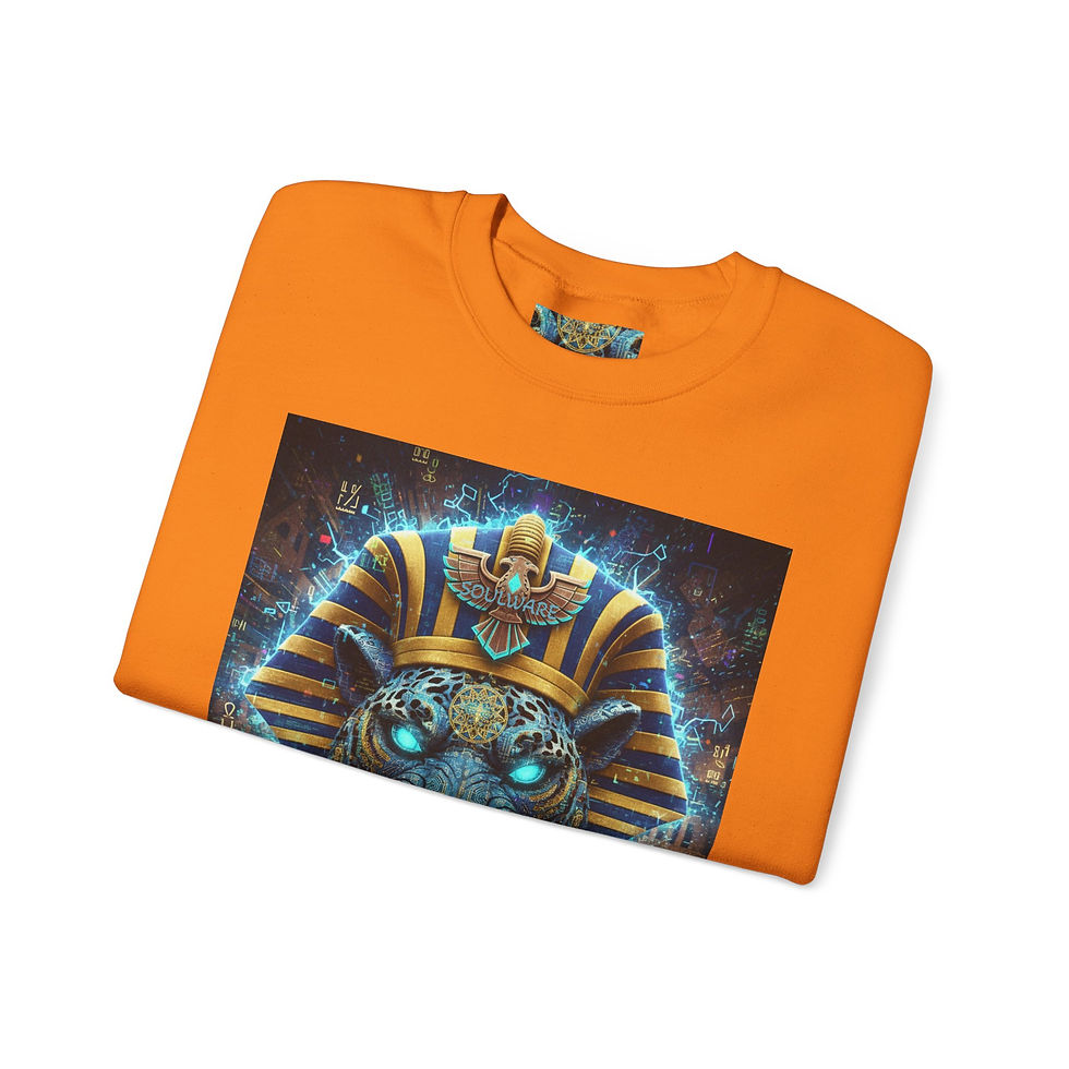 Thumbnail: Egyptian Pharaoh Tiger Crewneck Sweatshirt — 'SOULWARE' Graphic Pullover