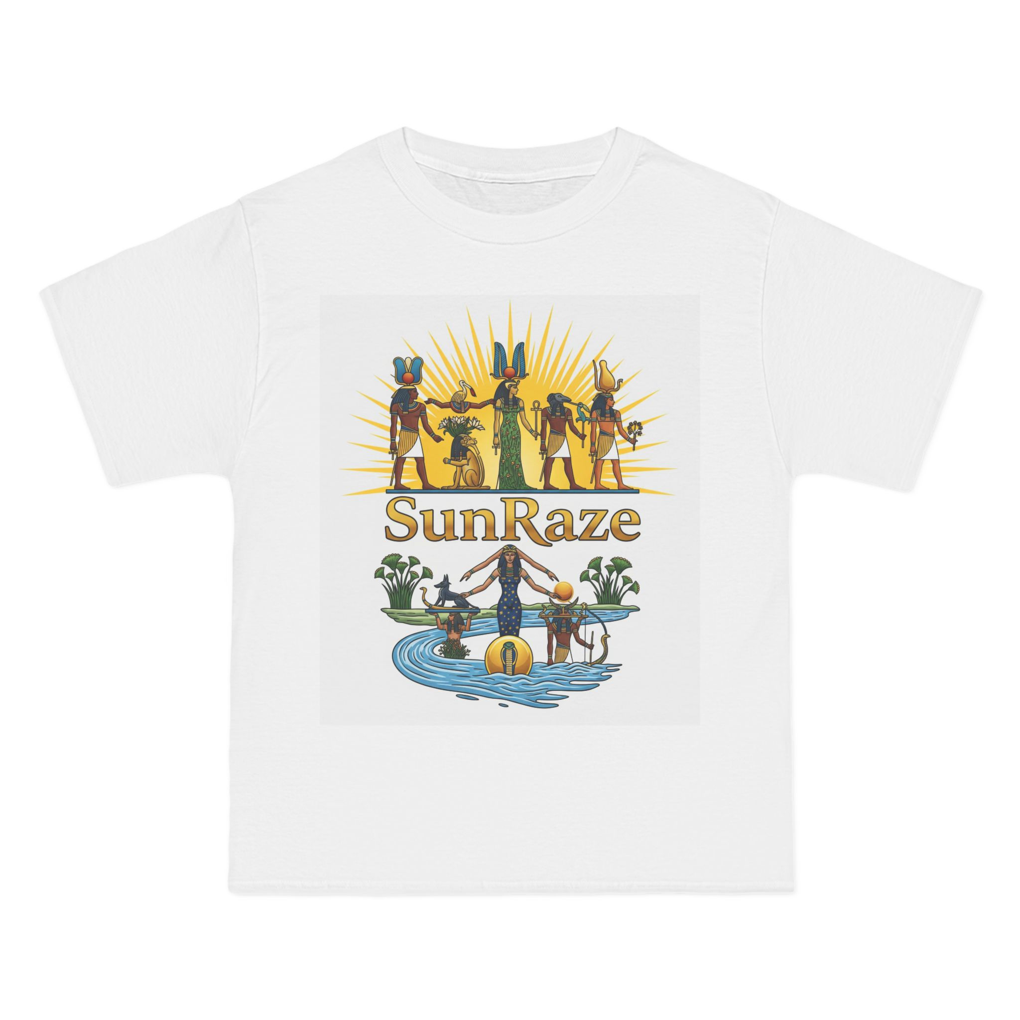 Egyptian-Themed Short-Sleeve T-Shirt, SunRaze Design, Casual Summer Style