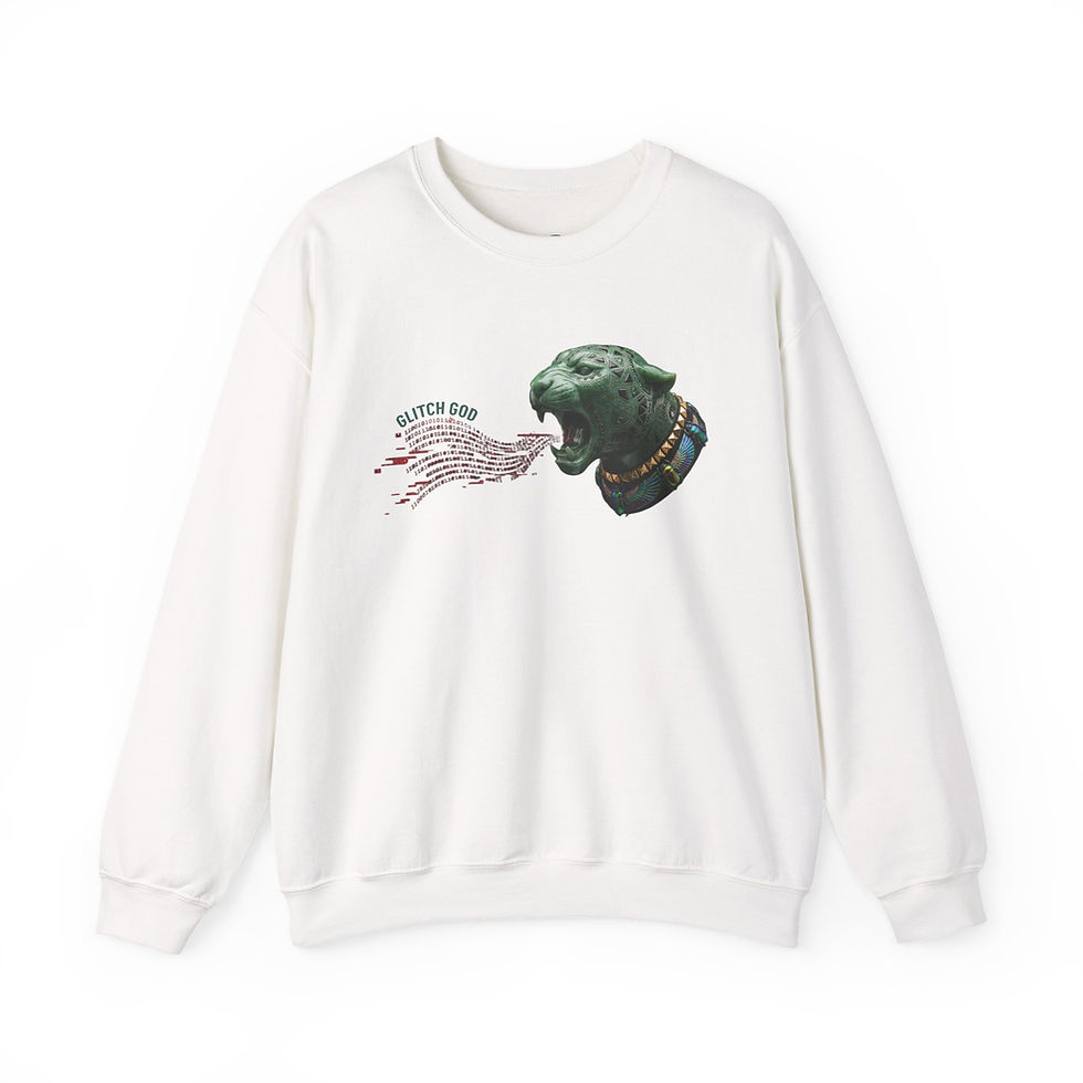 Thumbnail: Crewneck Sweatshirt — Black Panther Head Design with "Glitch Bad" Text