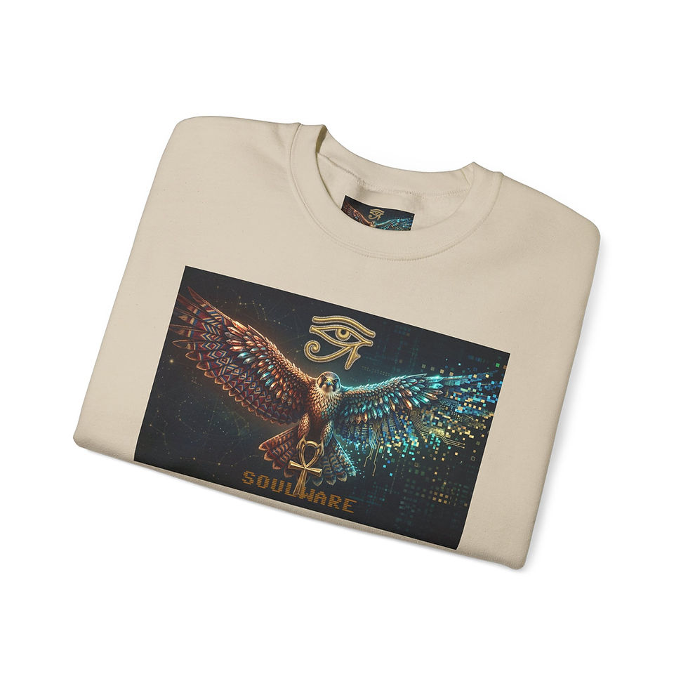 Thumbnail: Egyptian Falcon Crewneck Sweatshirt — Soulware Winged Horus Graphic
