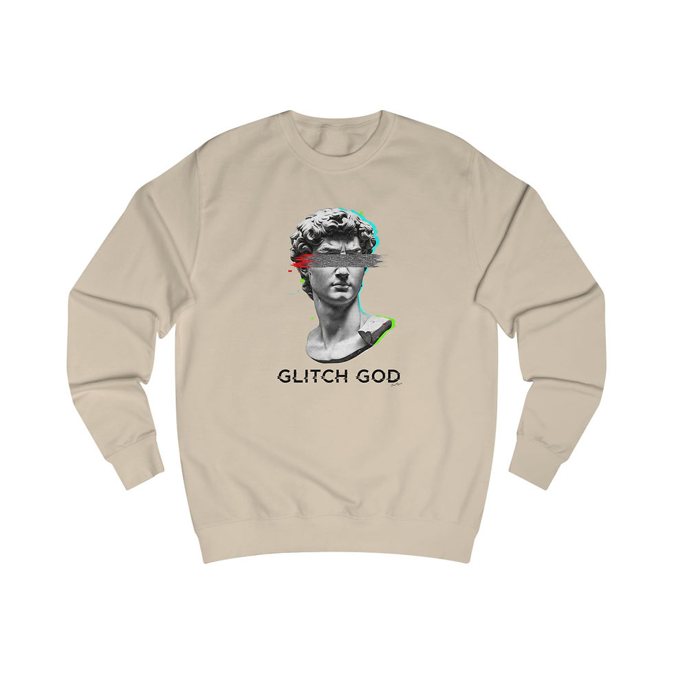 縮圖：Glitch God Sweatshirt — Retro Statue Vaporwave Crewneck (SunRaze Back Print)