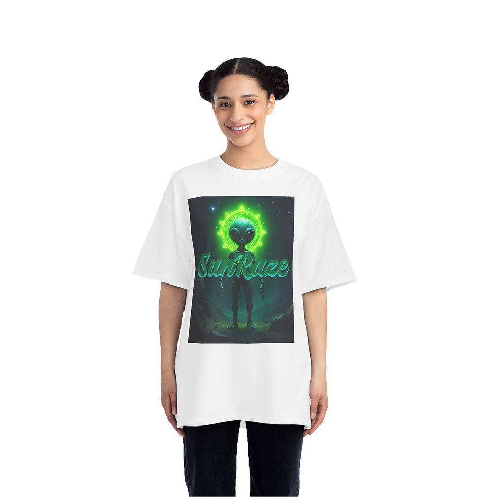 Thumbnail: Cosmic Alien Graphic T-Shirt - 'Surf Ruze' & 'Timeless Strength' Design