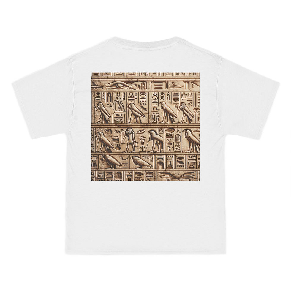 Thumbnail: Egyptian Hieroglyphs Short-Sleeve T-Shirt, Unique Graphic Tee, Vintage Style