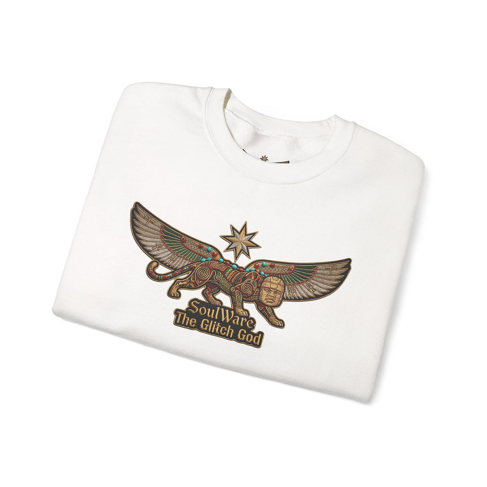 縮圖：Crewneck Sweatshirt — Egyptian Winged Sun Graphic (“SoulWare The Clutch God”)